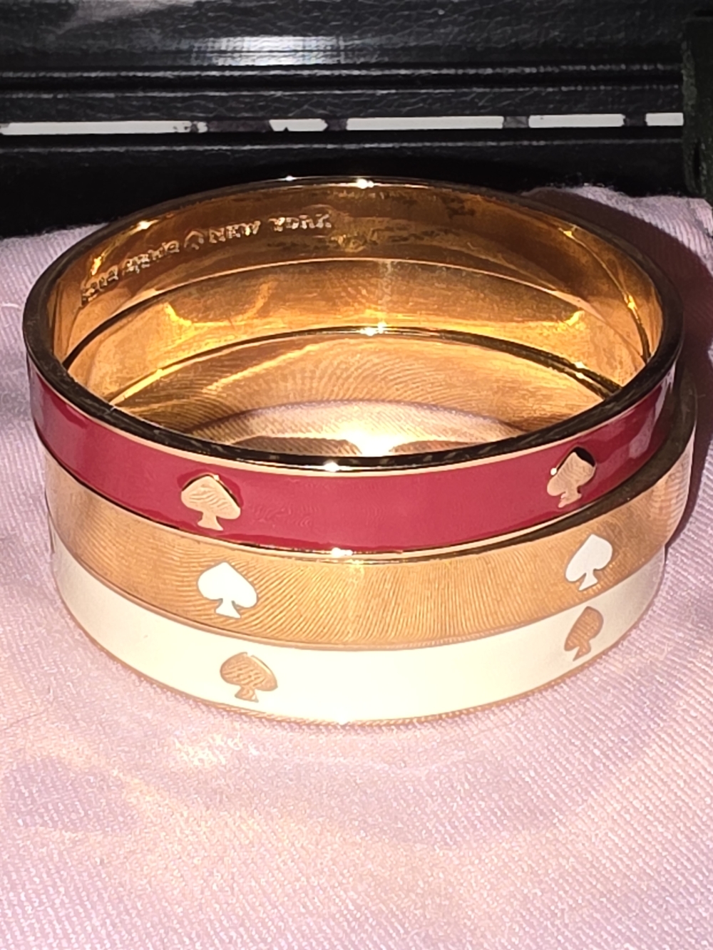 kate spade Red, Gold & Ivory Enamel Spade Bangle Trio